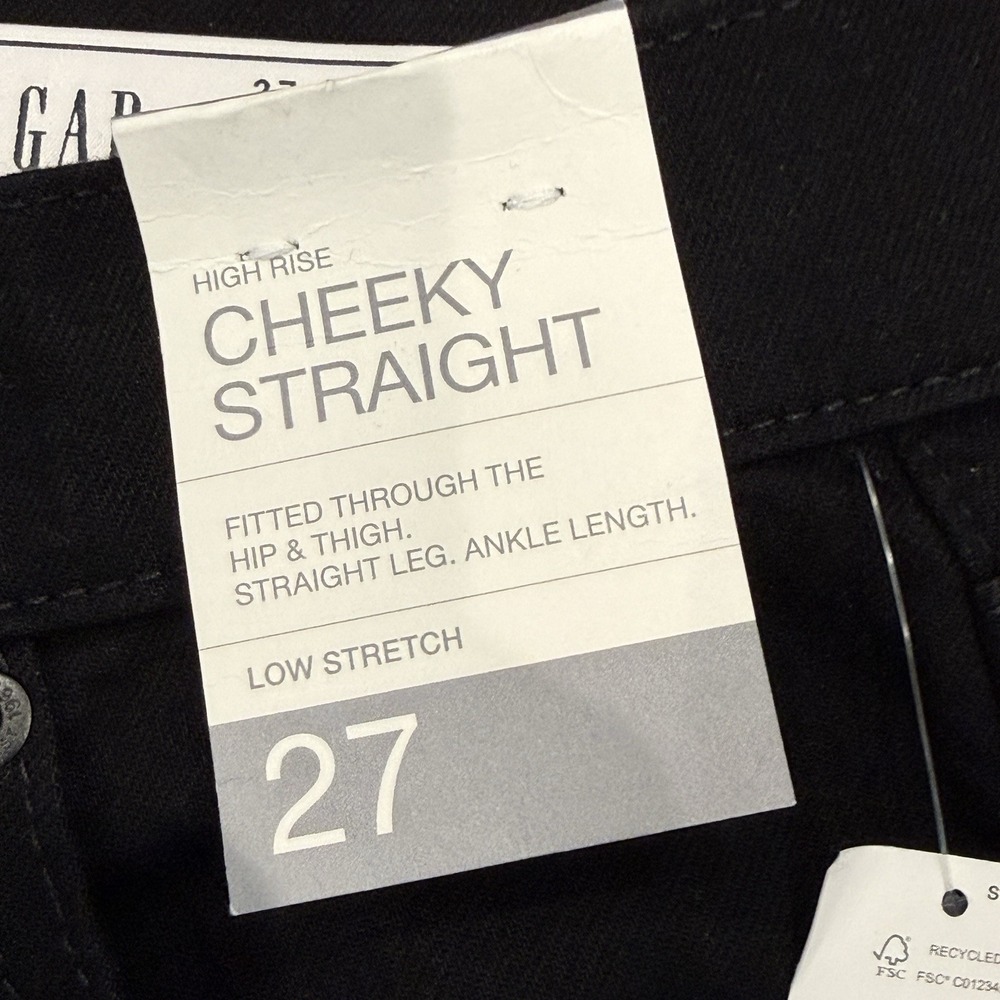 Gap The Cheeky Straight High Rise Jeans Black Women's 27 4Tall Long NEW W/TAGS - Picture 4 of 5